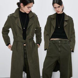 ZARA Faux Suede Trench Coat w/ Belt